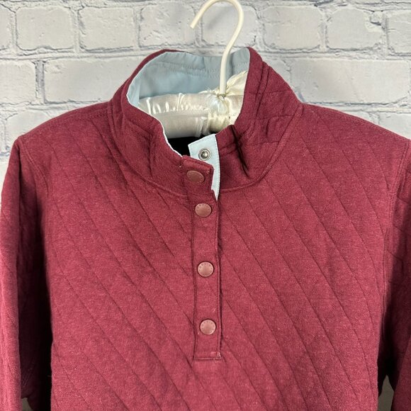 Orvis Women's Tech Check Quilted Flannel 1/4 Snap Sweatshirt, Sangria Red‎ - Picture 5 of 11